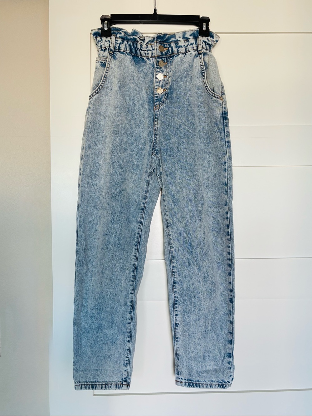 Zara 4 26 EU 36 Acid Wash High Rise Paperbag Waist Jeans